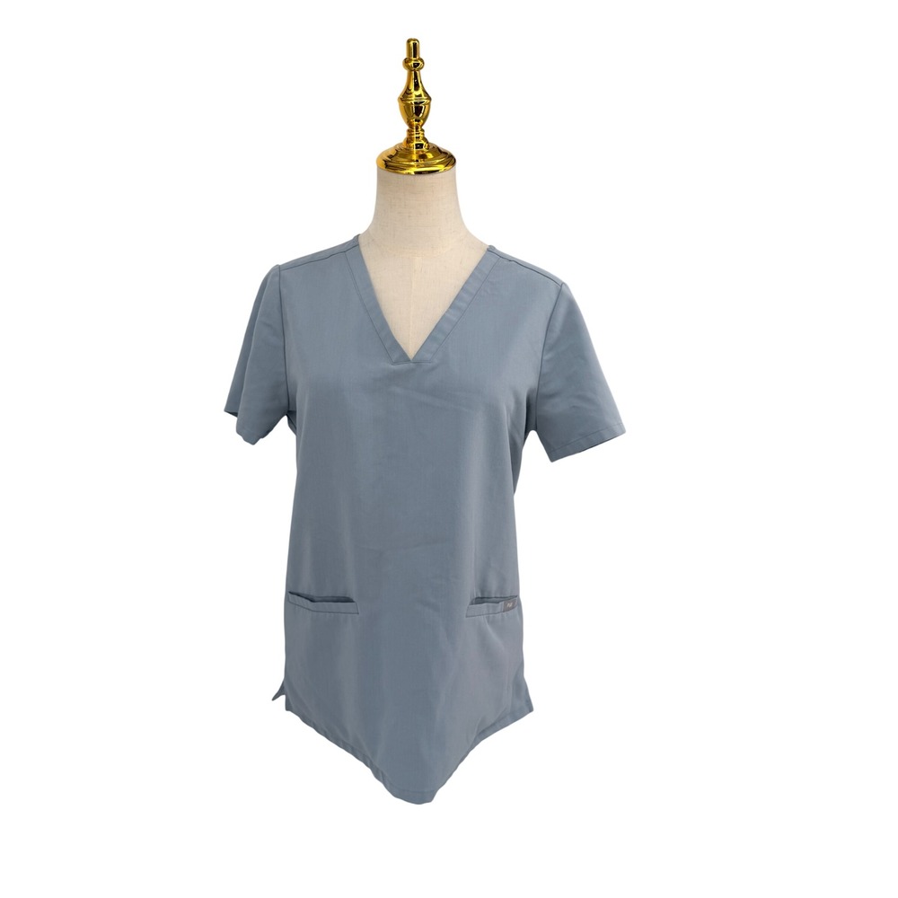 FIGS Casma Scrub Top Womens Small Blue V-Neck Short Sleeve FW1100